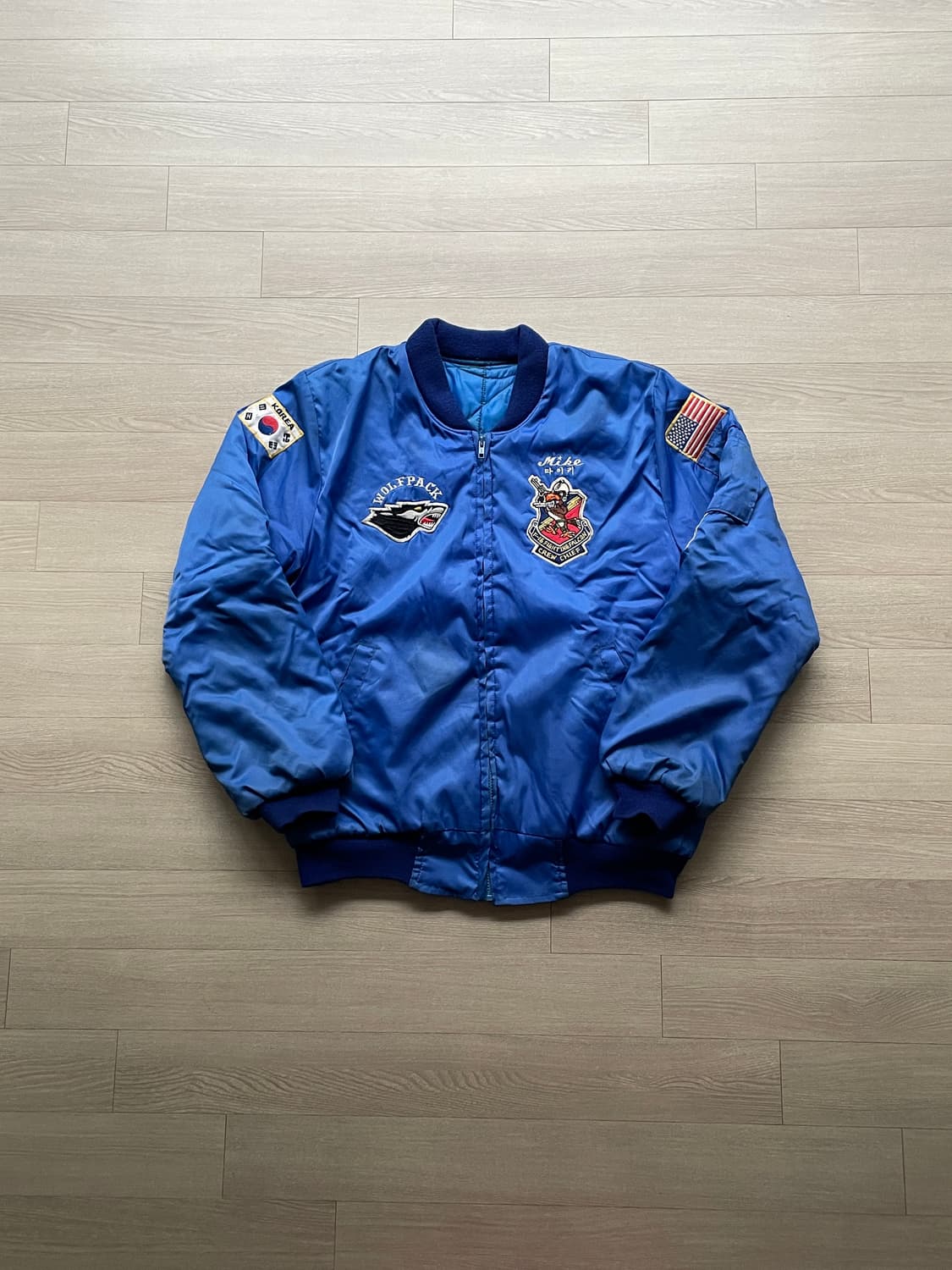 80s 미군 군산 wolfpack 수베니어 MA-1 자켓 상품이미지1