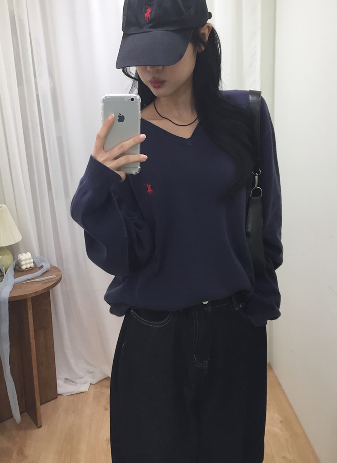 공용 폴로 V넥 니트 100 상품이미지1