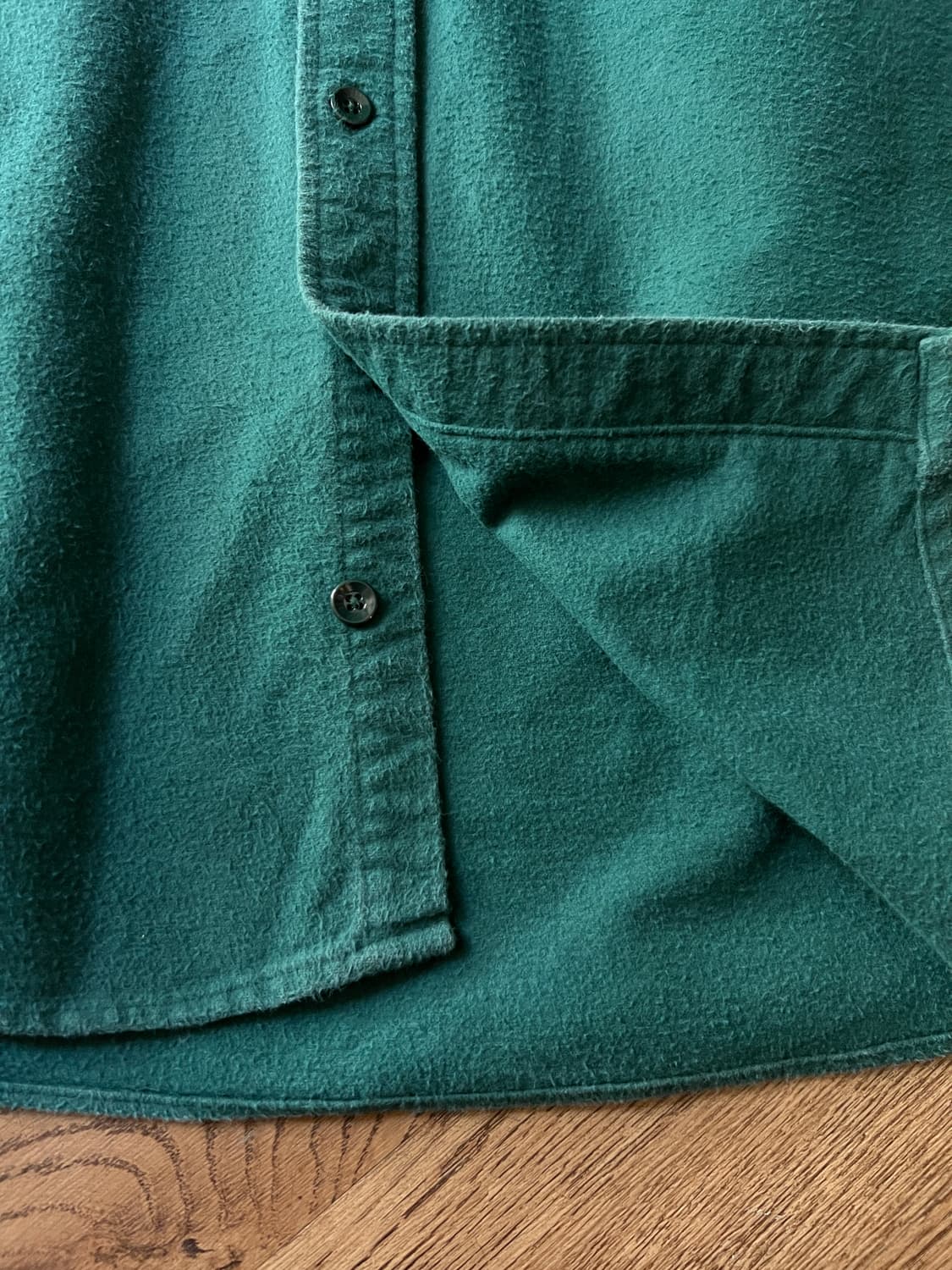 [L]90's 엘엘빈 Made in USA 빈티지 그린 샤모아 셔츠 상품이미지5