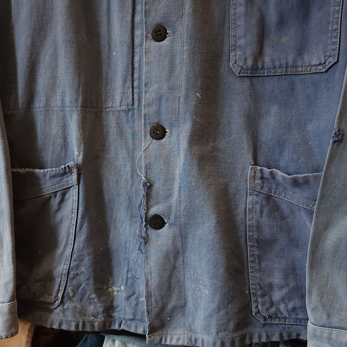 60s 프렌치 워크자켓 프렌치자켓 페이딩 블루 썬페이딩 m 상품이미지6