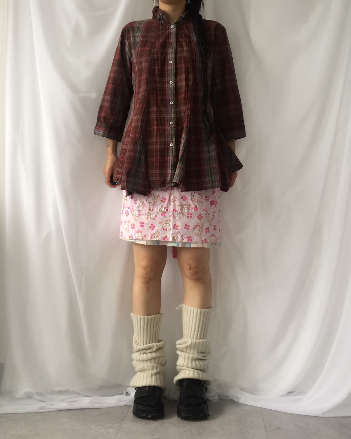 Check pattern high neck jacket 상품이미지6