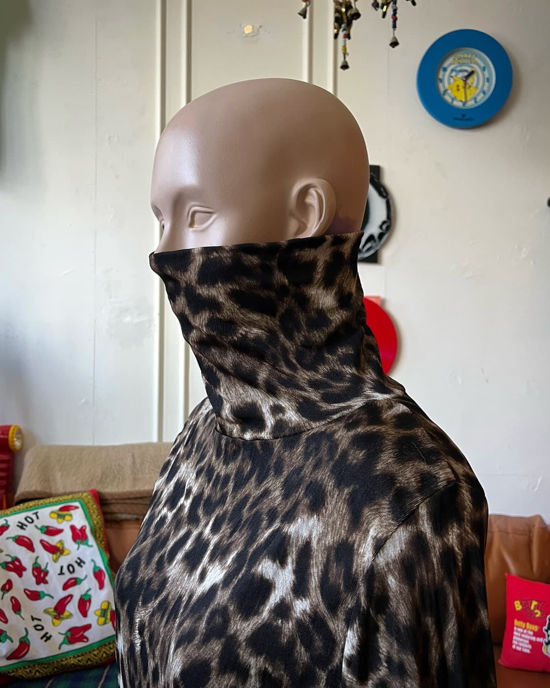 Japanese Vintage Leopard High-Neck Top 상품이미지2