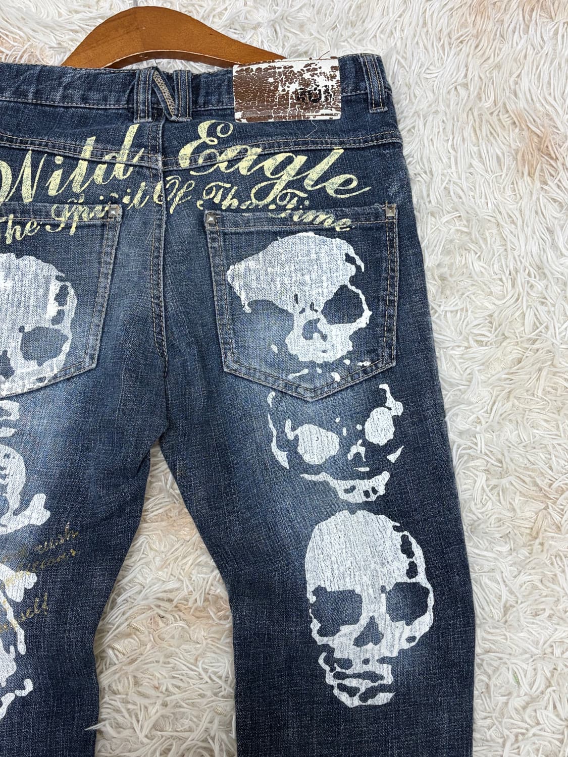 00s 스터드, 해골 디테일 락시크 펑크 와투케 슬림핏 데님팬츠 해골 상품이미지6