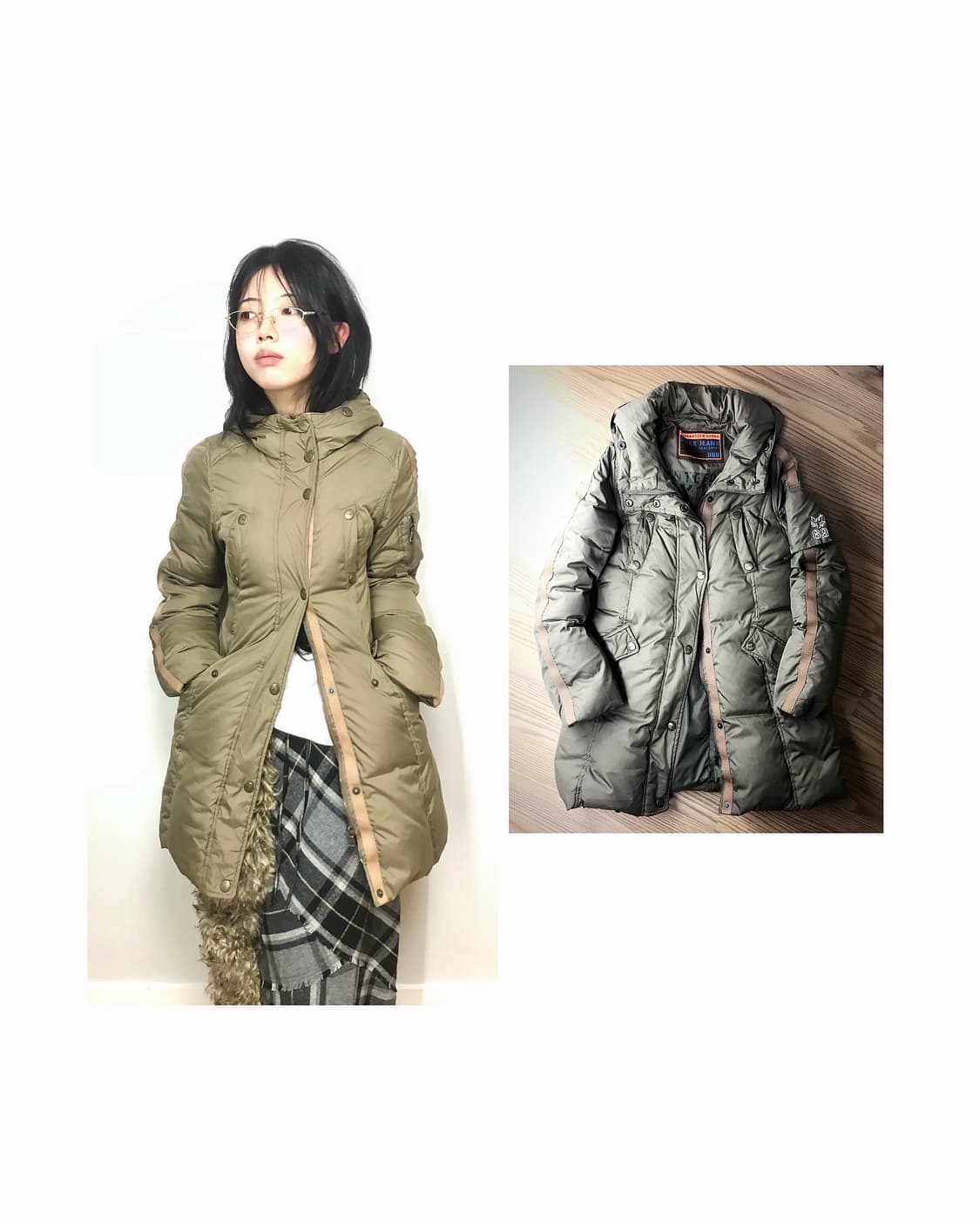 Khaki-beige military padded coat 상품이미지10
