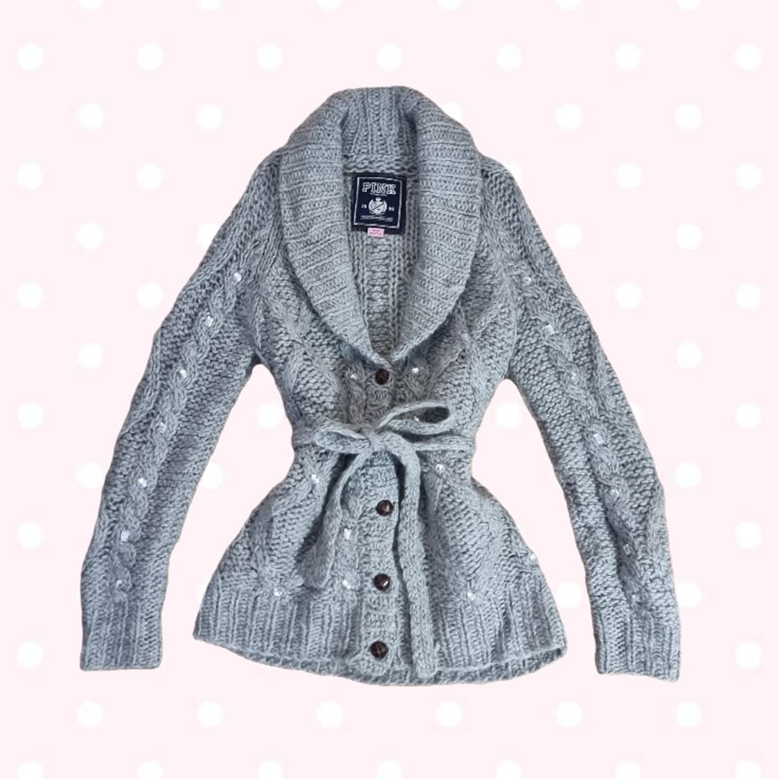 오네갸루 빅토리아시크릿 PINK 쥬얼 니트 숄 가디건 원피스 리본 빈티지 상품이미지1