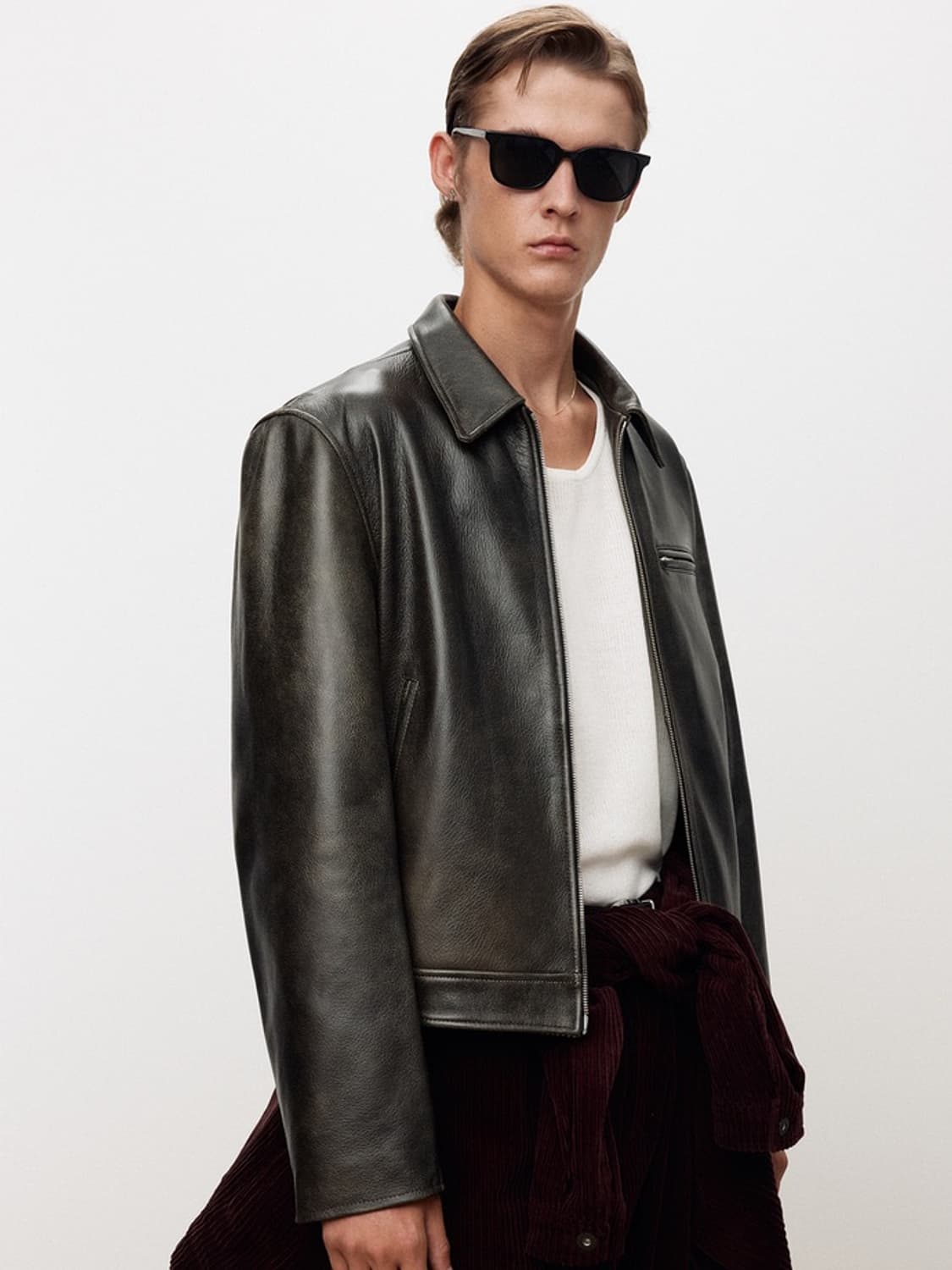 [새상품] L) 토니웩 체스트 집 레더 자켓 빈티지 트리트먼트 상품이미지2