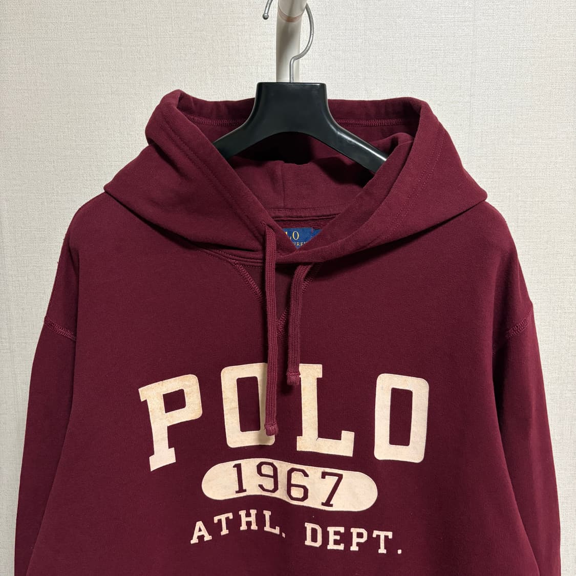 폴로 랄프로렌 로고 프린트 기모 후드티 / 버건디, L 상품이미지2