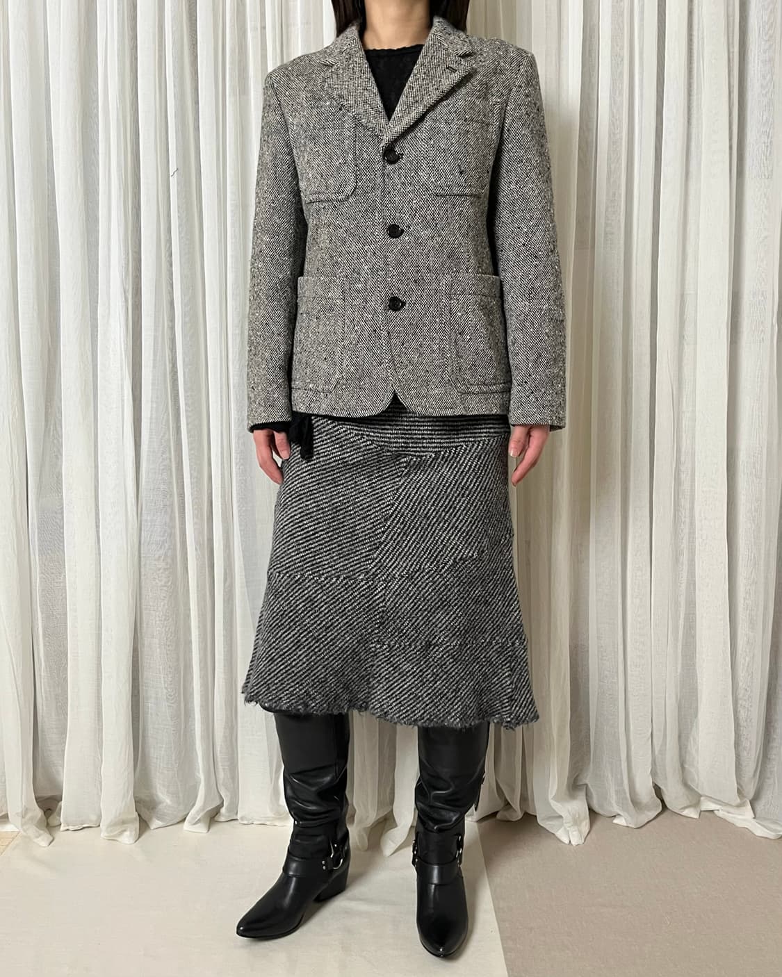 꼼데가르송 트위드 울 트위스트 스커트 comme des garcons  상품이미지6