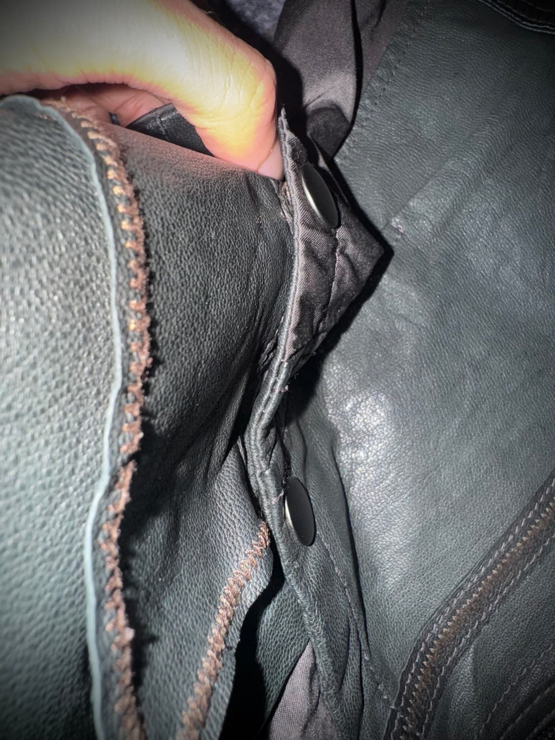 00s Style Dark Green Button Detail Leath 상품이미지3