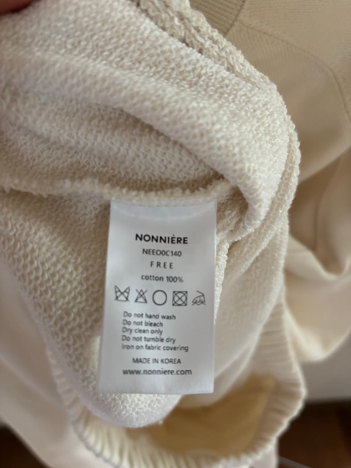 노니에르 NONNIERE 아이보리 맨투맨 FREE 상품이미지4
