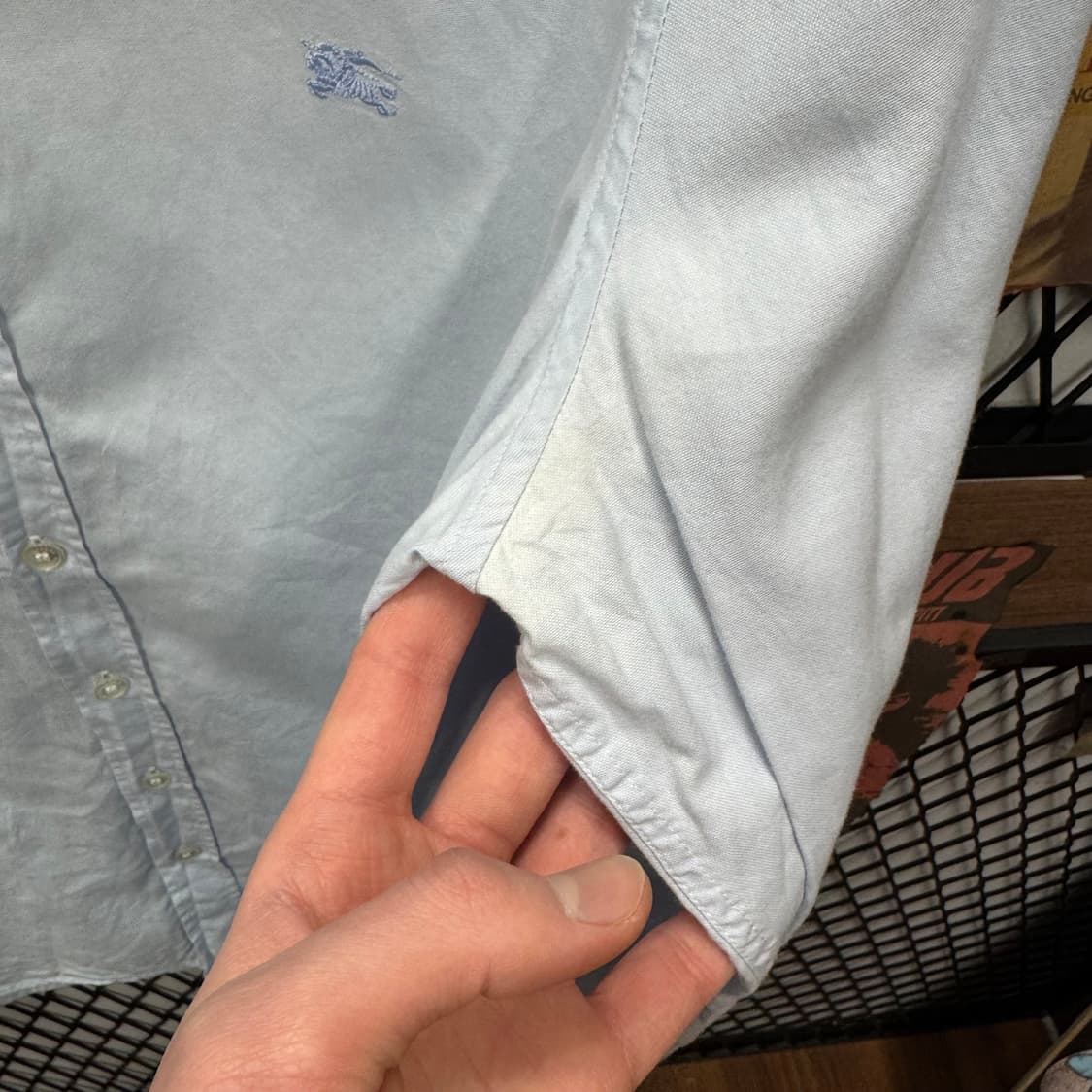 버버리 브릿 긴팔 셔츠 기사 로고 포인트 스카이블루 상품이미지9