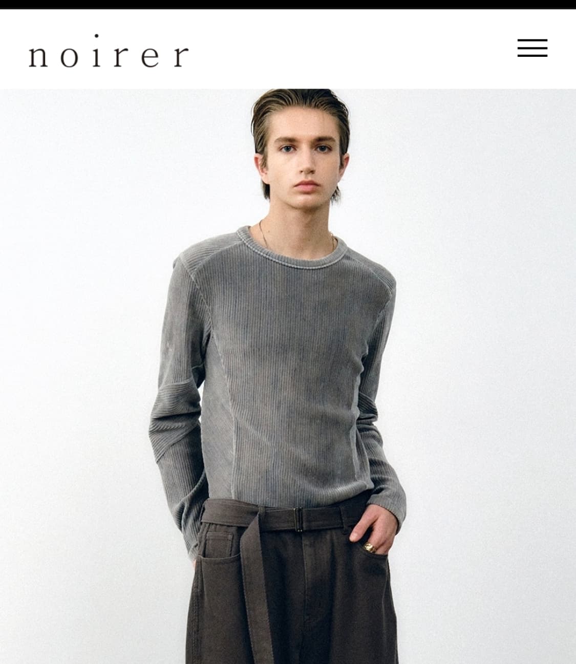 Noirer 투톤 벨벳 리브드 티셔츠 50 상품이미지1