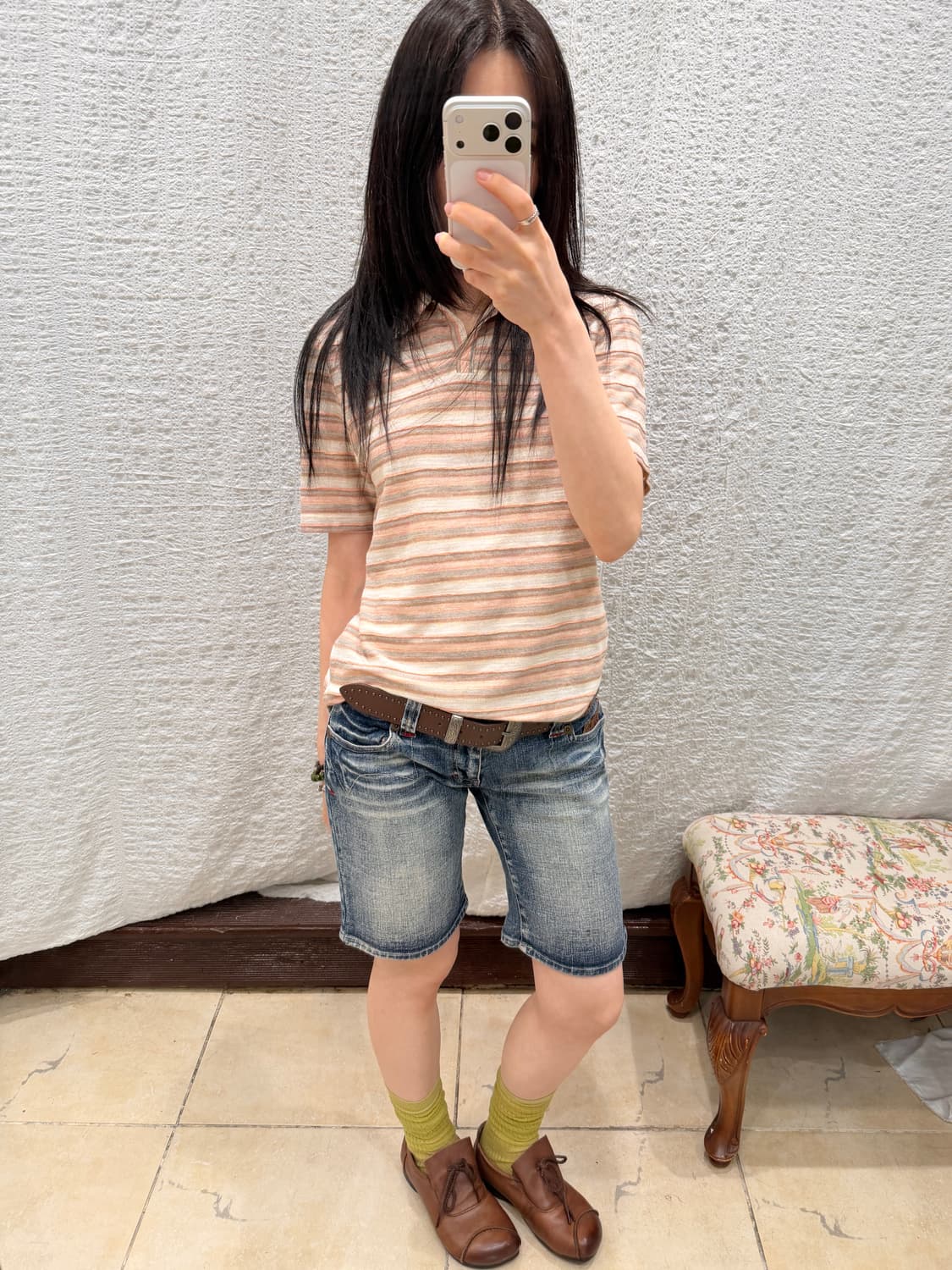 rose milk stripe tee 상품이미지1