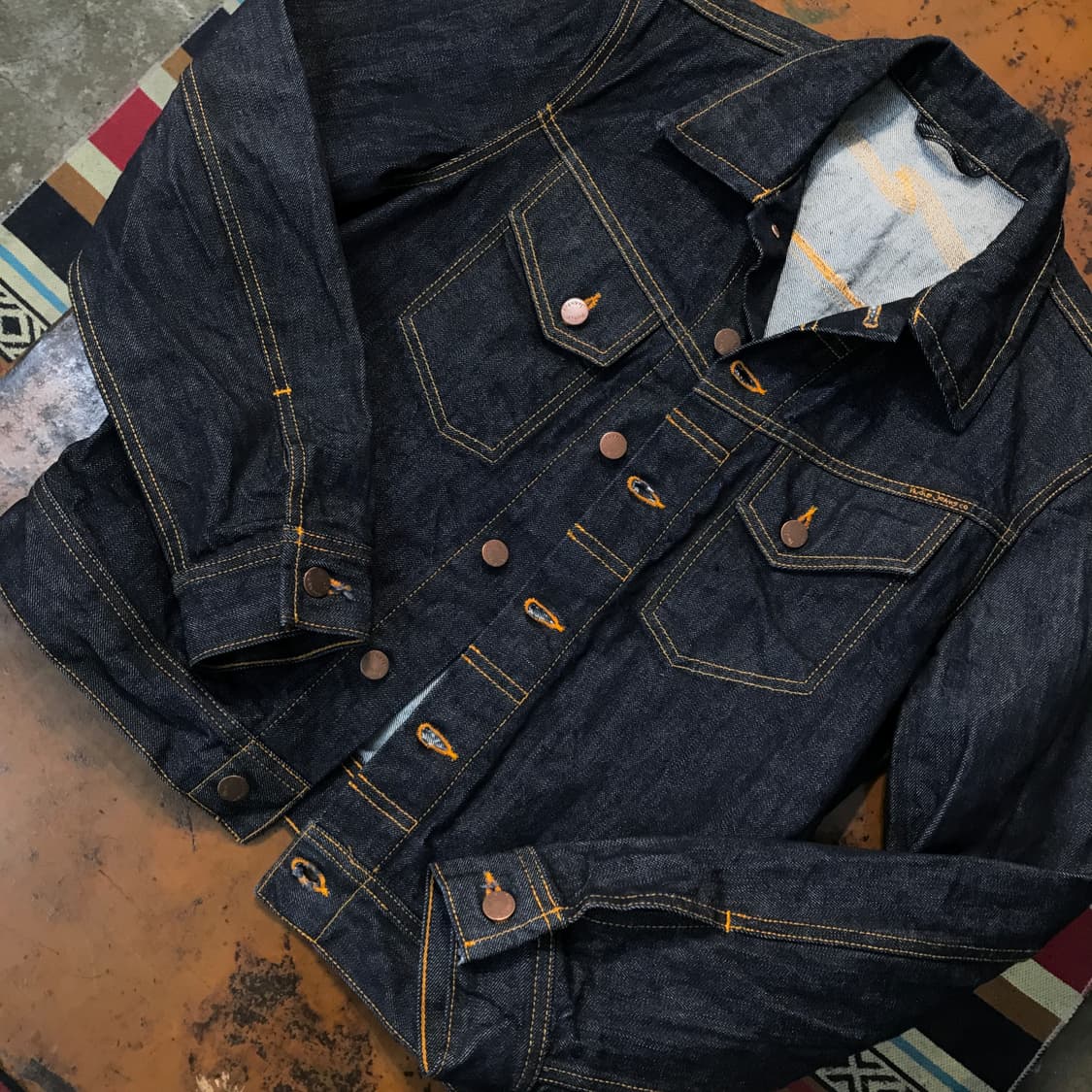 누디진 인디고 생지 데님 트러커자켓 남성 102 여성 루즈핏  상품이미지5