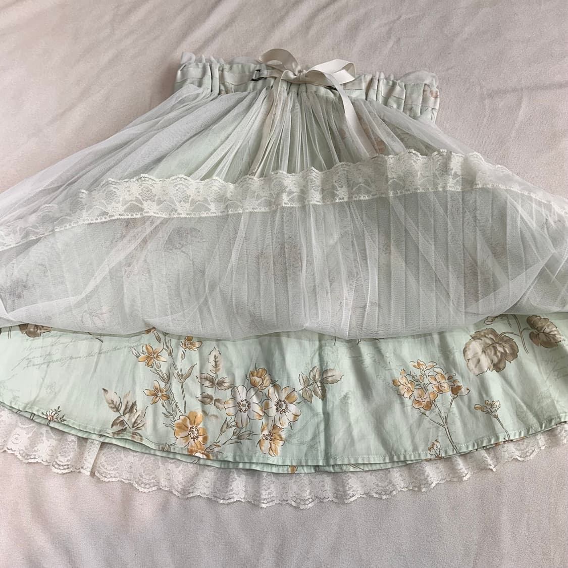민트 플라워 레이스 스커트 상품이미지2