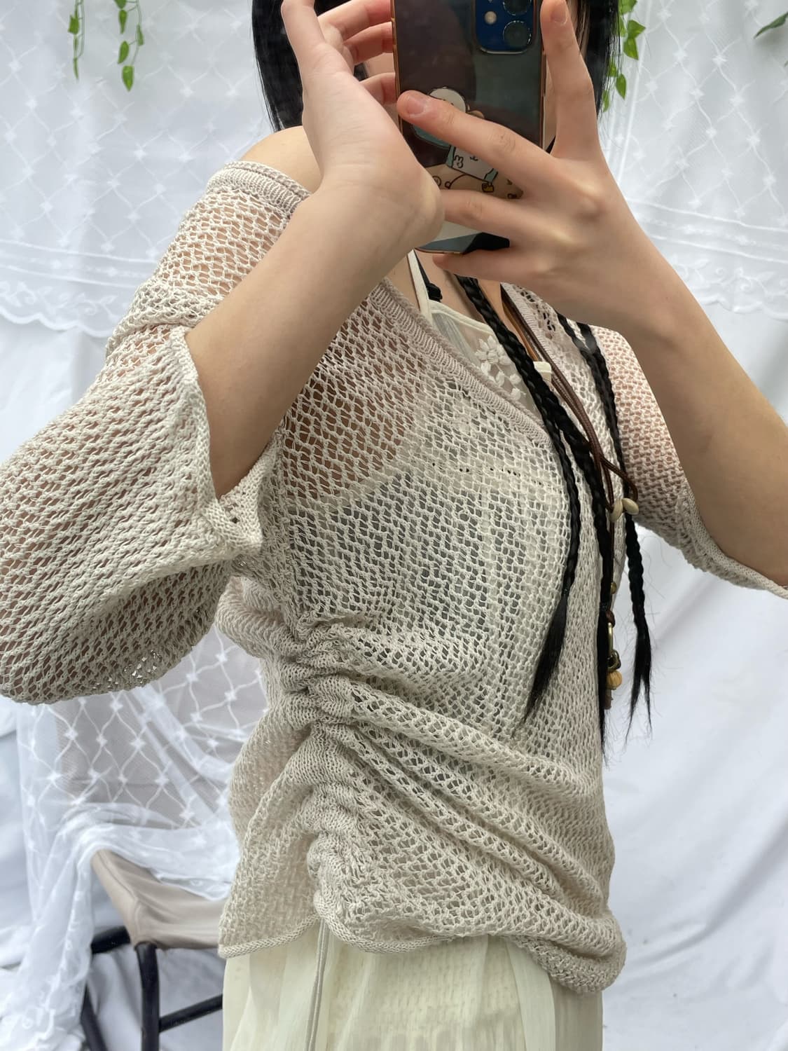 Shirring point crochet knit 상품이미지1