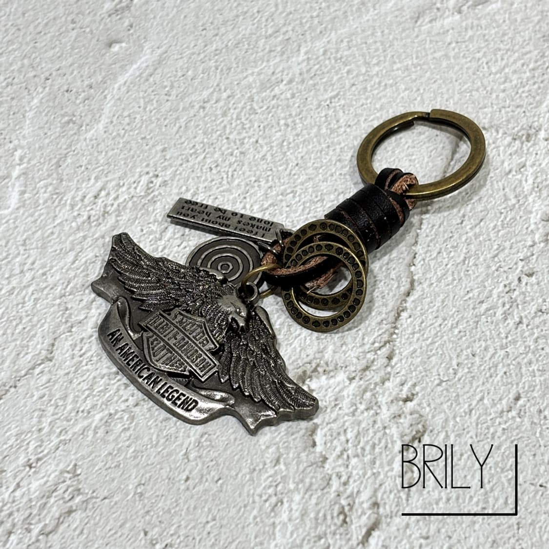 [Unisex] FOBY 할리데이비슨 스틸 가죽 빈티지 키링 상품이미지1