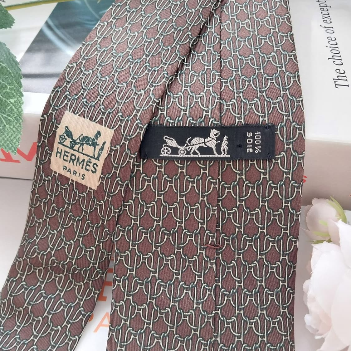 에르메스 실크 브라운 H모티브 패턴 넥타이 7.9cm A+등급 K1217 상품이미지5