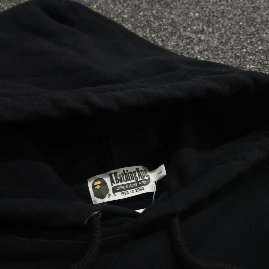 베이프 사루 빅로고 블랙 후드 티셔츠 (L) 상품이미지5