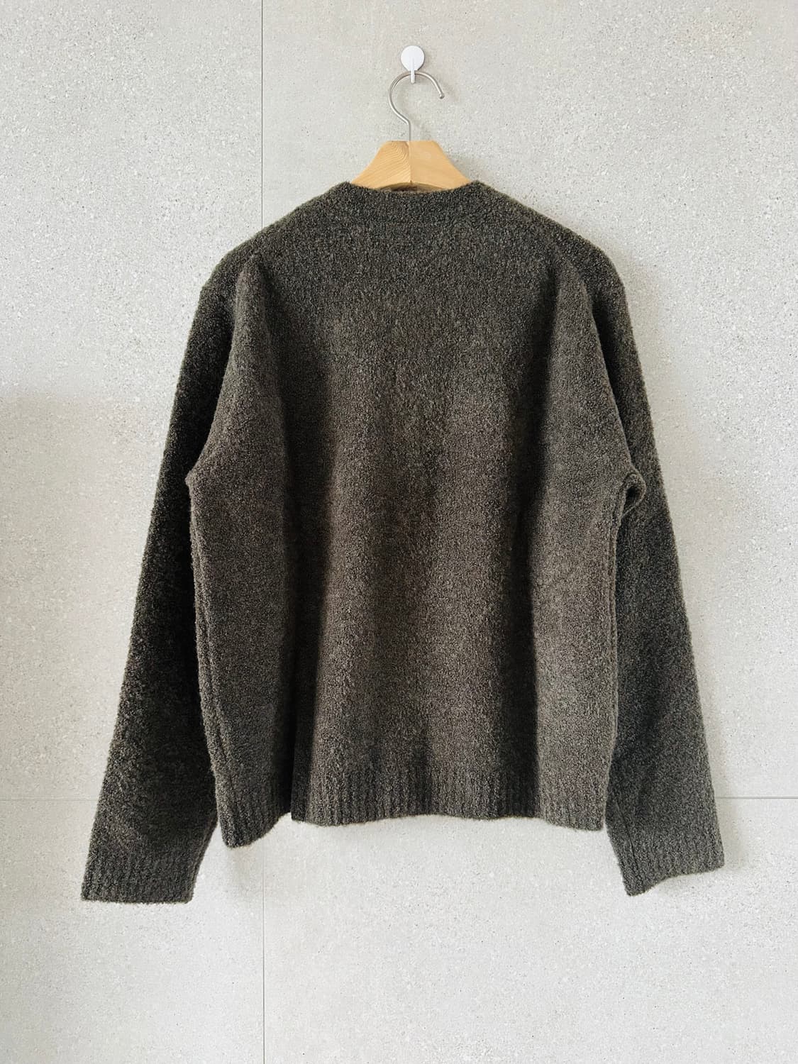 무인양품 무지 여성 울혼방 부클레 가디건 카키그린 L사이즈 새상품 무배 상품이미지2