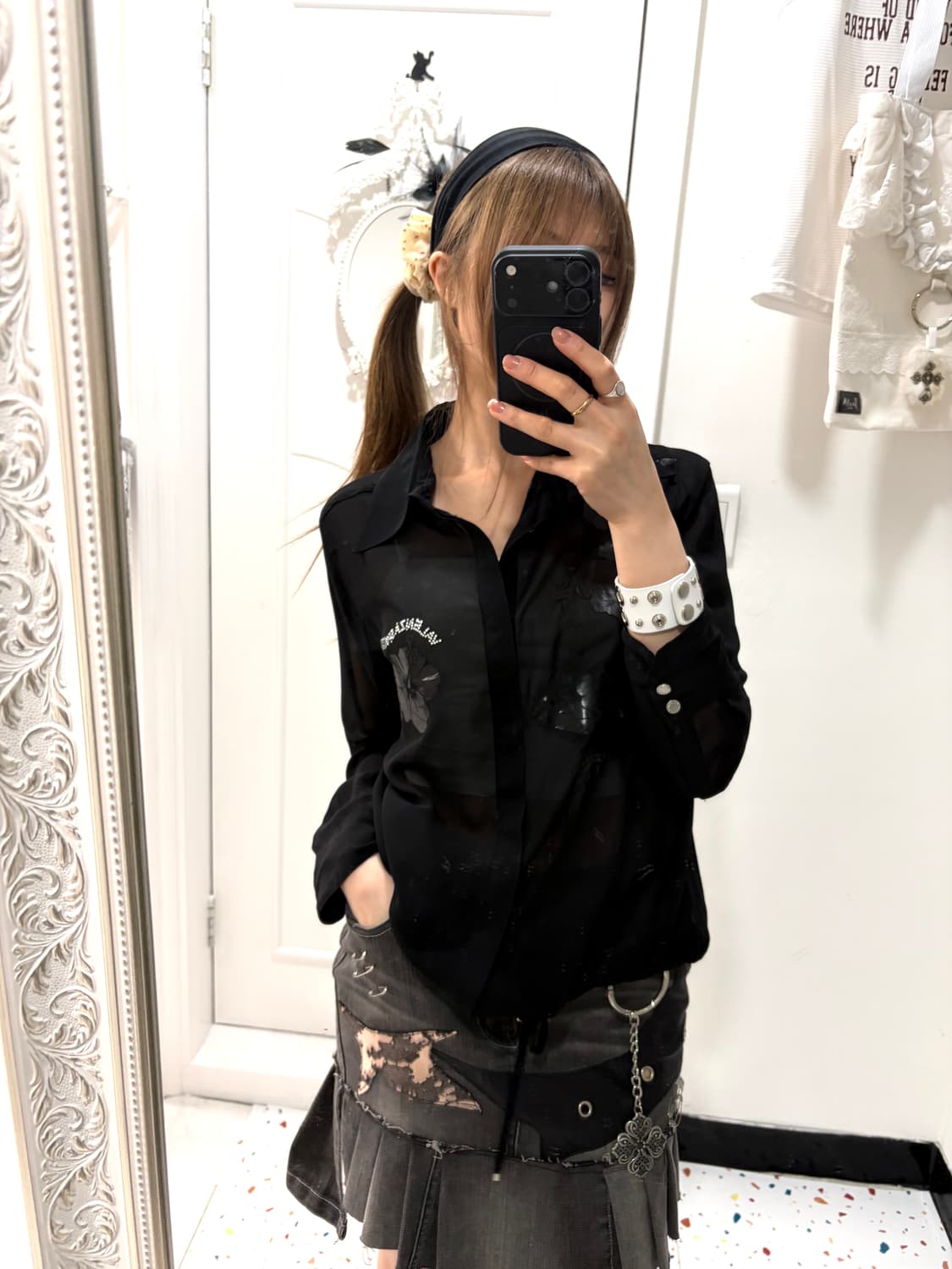 floral see-through blouse 상품이미지3