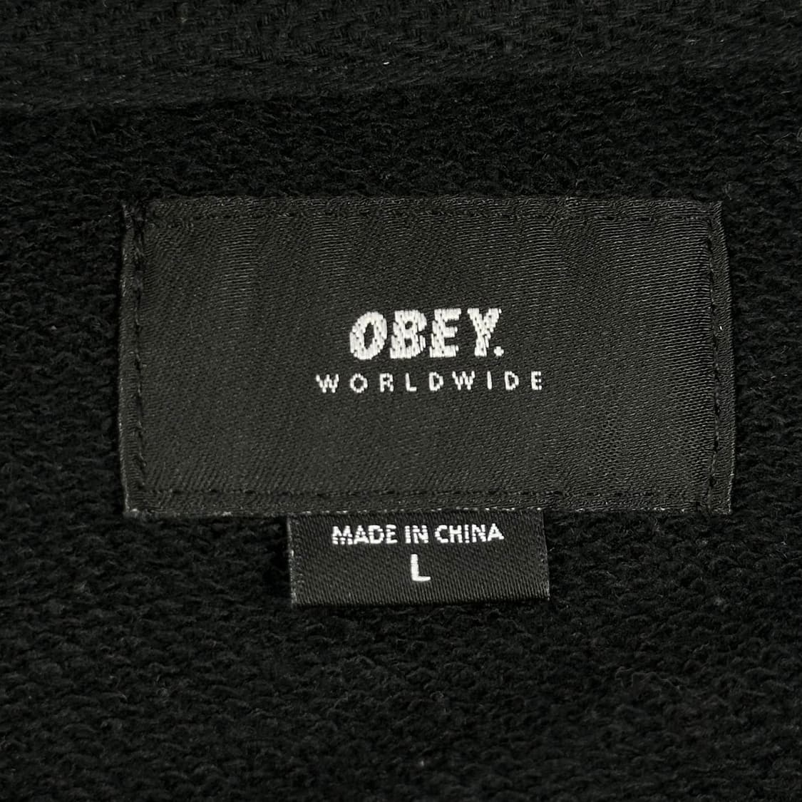오베이 스몰로고 오버핏 후드집업 블랙 L 상품이미지5
