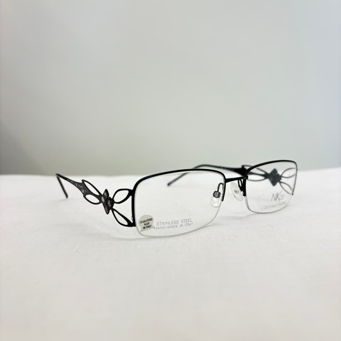 NIKOE 블랙 사각 반무테 빈티지안경  상품이미지3