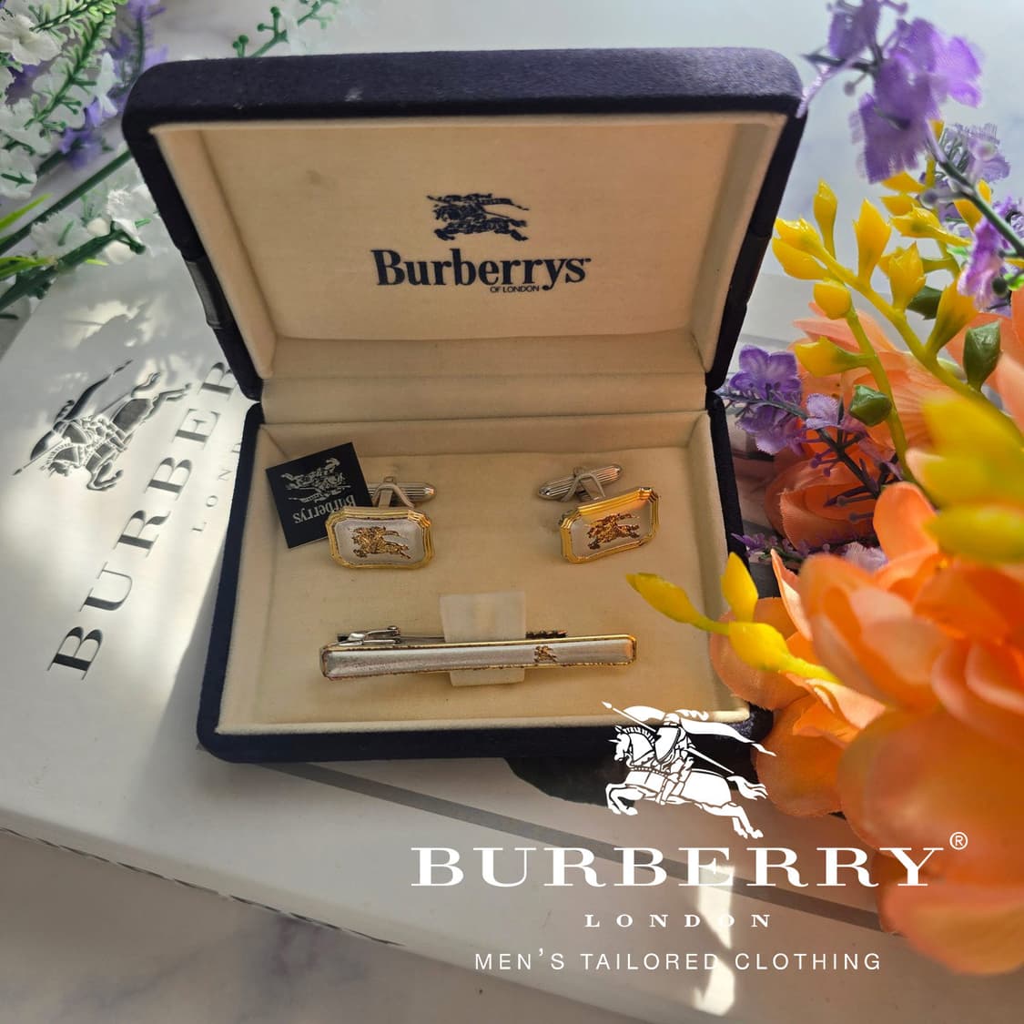 버버리 정품 명품 넥타이핀,커프스세트 5.7cm A+~A등급  J1 상품이미지1