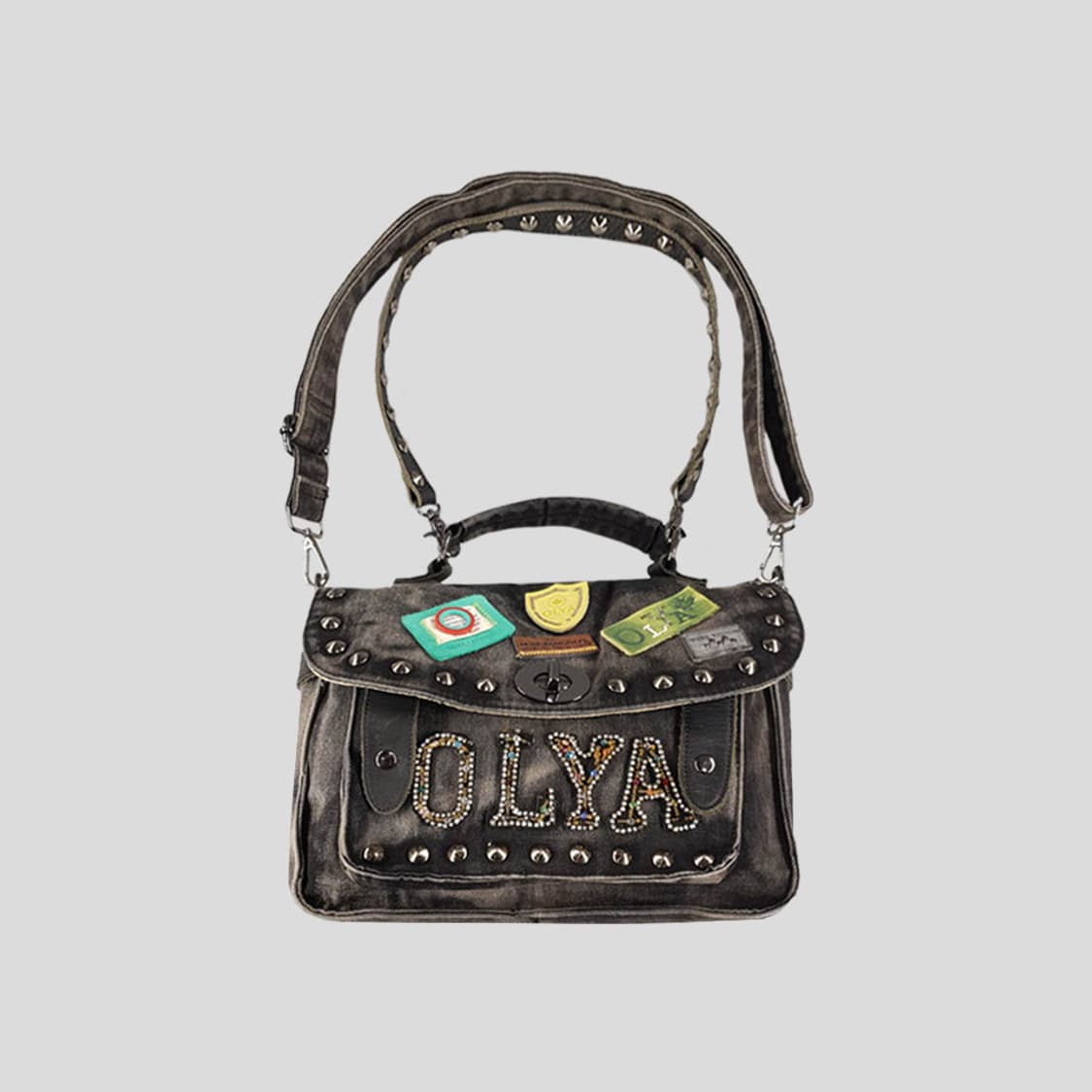 OLYA FASHION 흑청 스터드 Y2K 펑키 락시크 상품이미지1