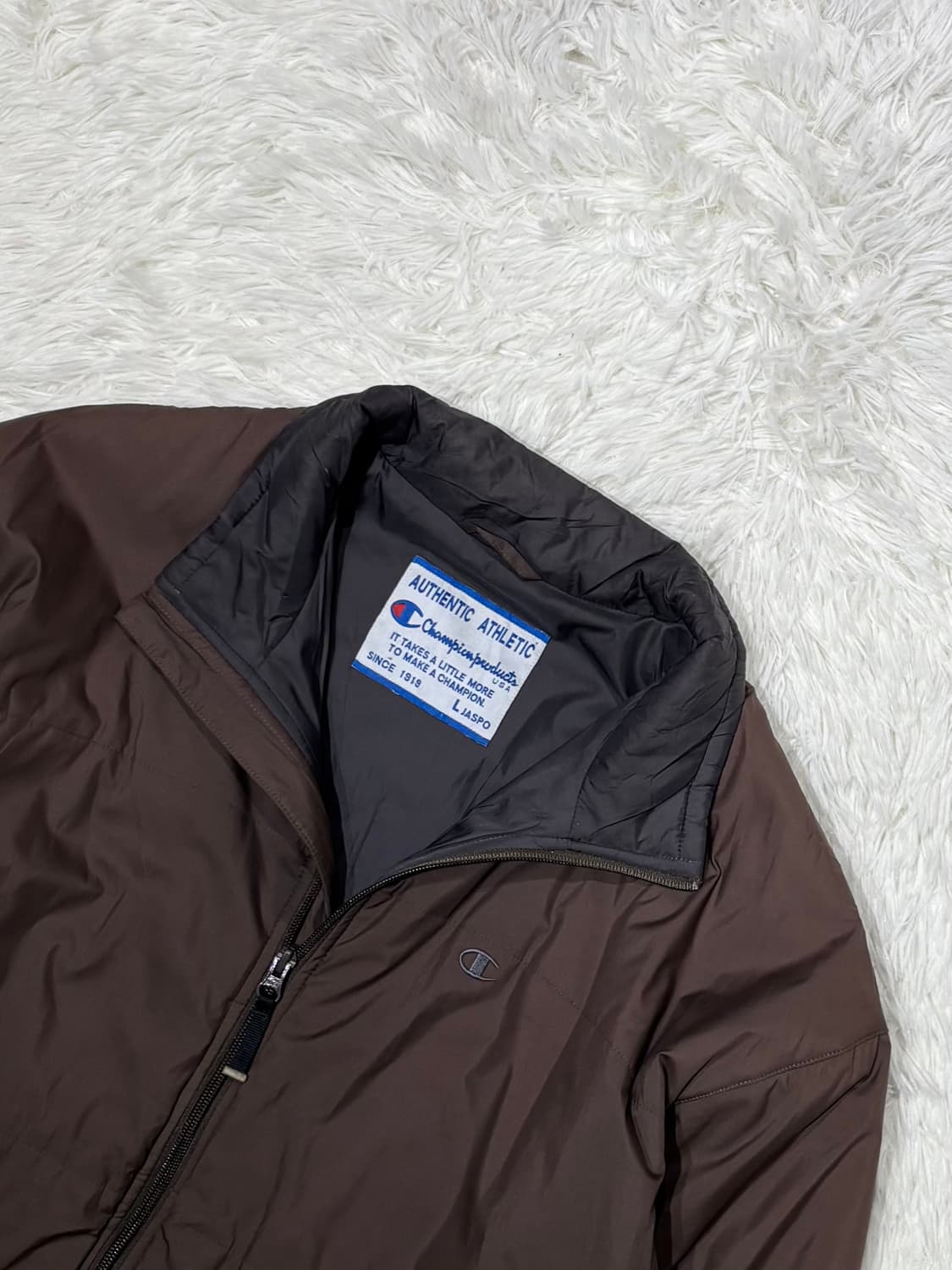 챔피언 브라운 스몰로고 폴리쉘 자켓 상품이미지5