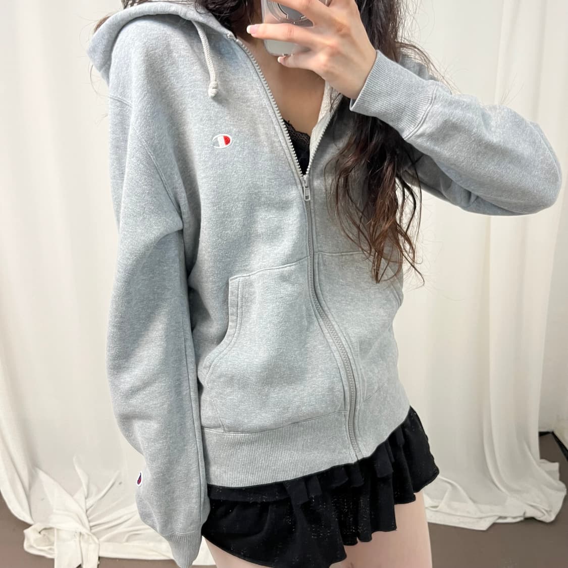Champion gray hood zip-up 상품이미지3