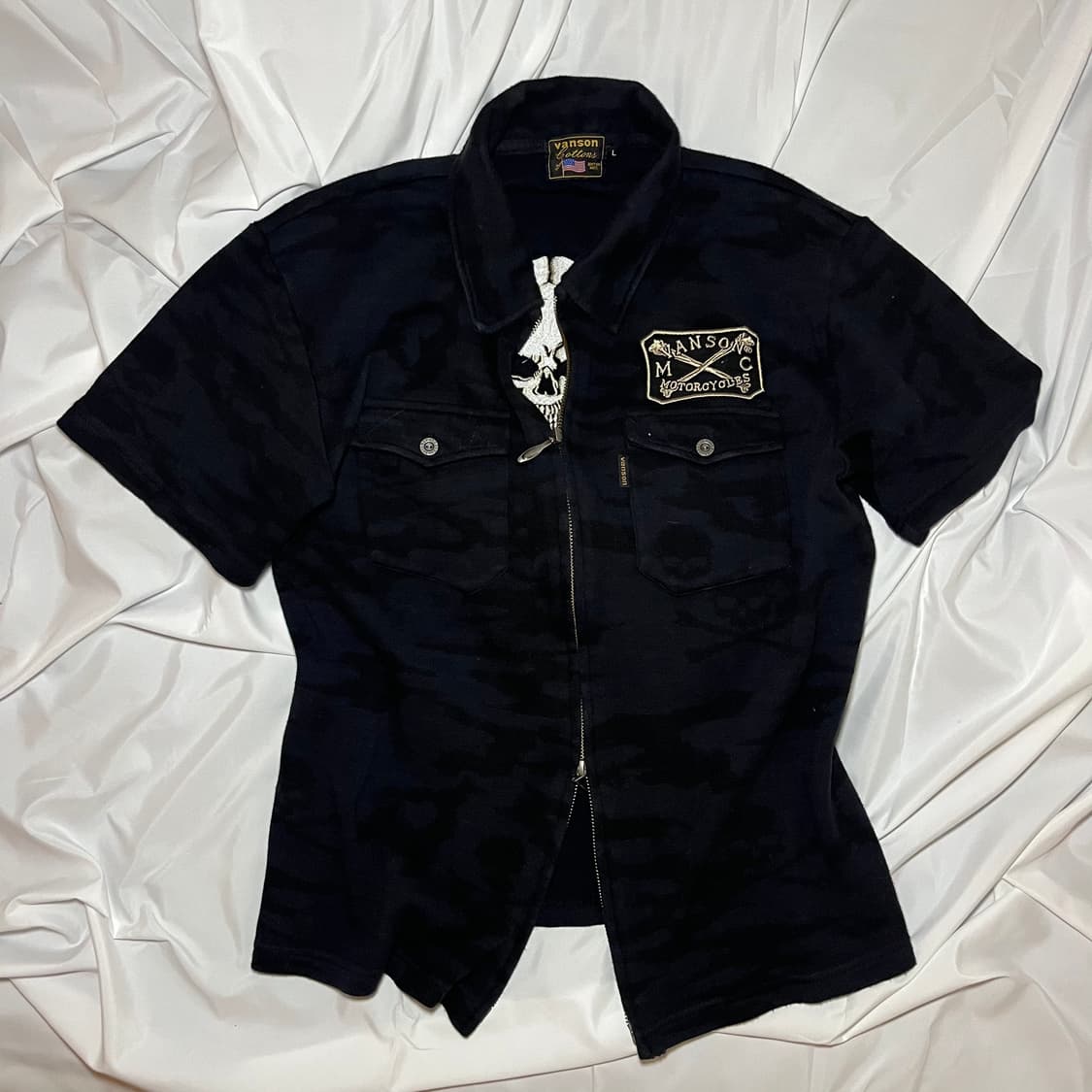 Vanson Leathers . 투웨이 스컬카모 집업 상품이미지2