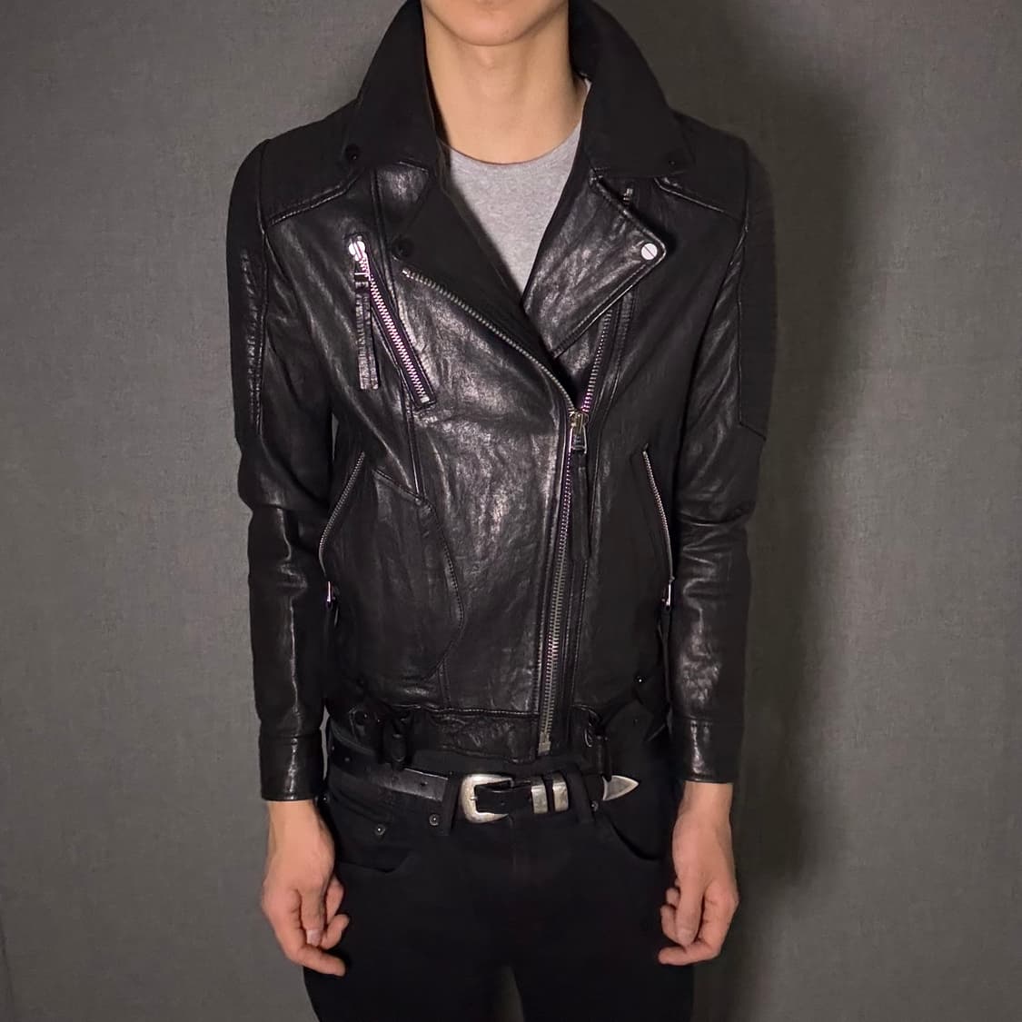 vintage black leather jacket 상품이미지5