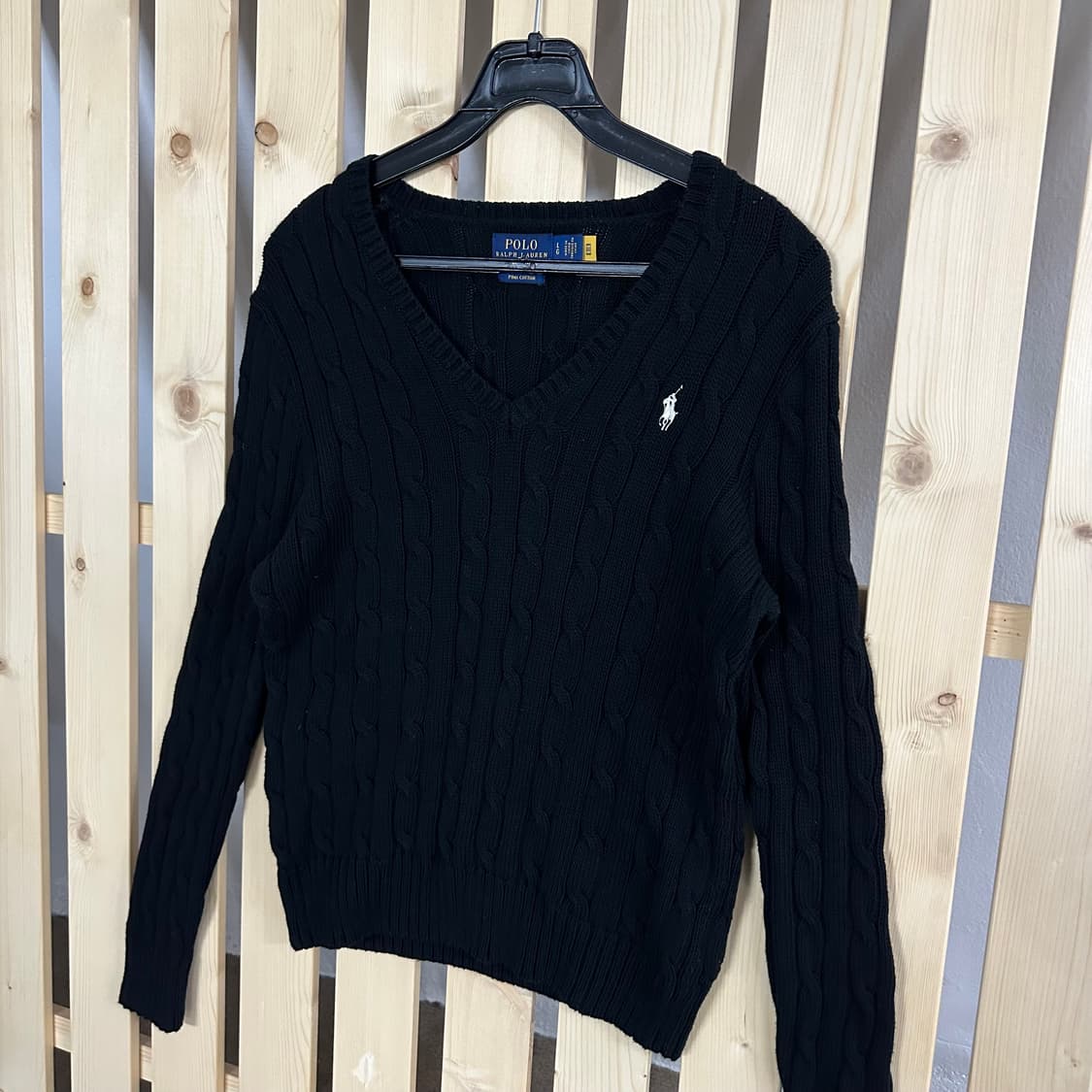 (S) 폴로 랄프로렌 블랙 케이블 브이넥 니트 상품이미지2