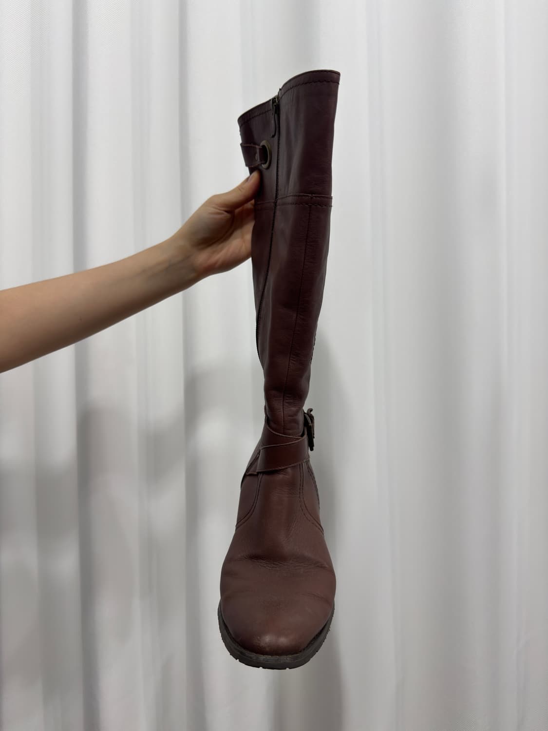 brown buckle leather boots 상품이미지2