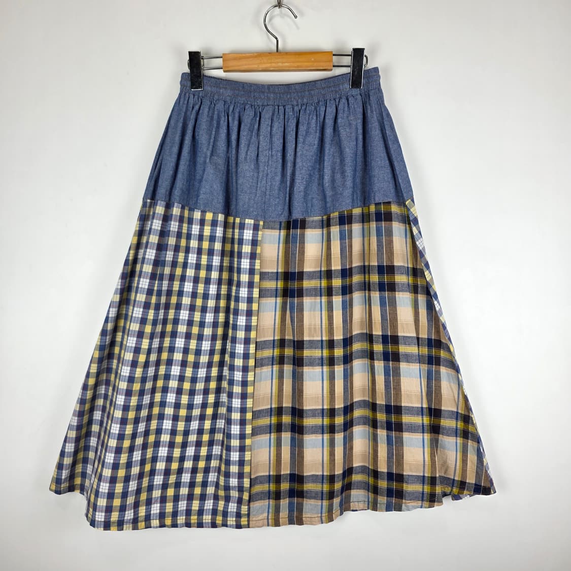 체크 패치워크 롱스커트 상품이미지5