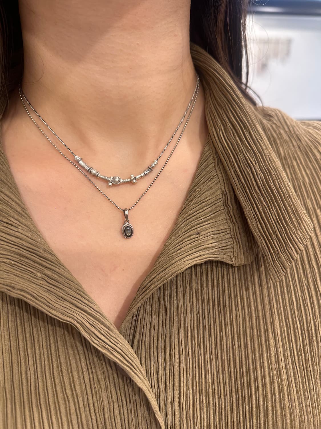 Musta karensilver mix necklace 상품이미지7