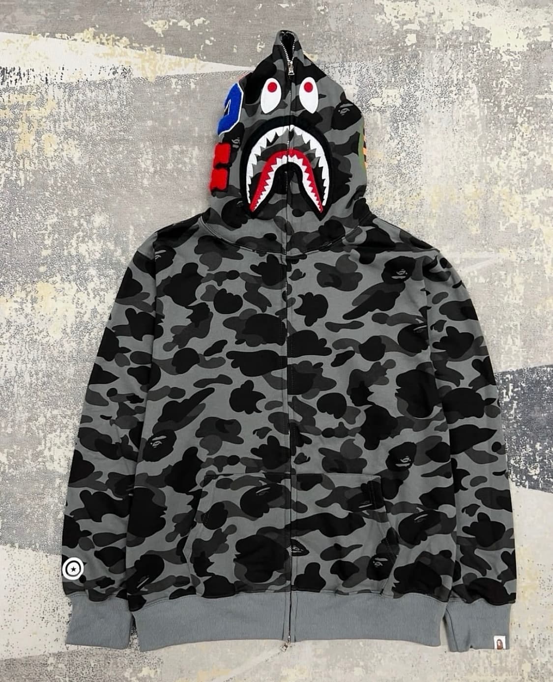 베이프 Bape 샤크 카모 후드집업 그레이 상품이미지1
