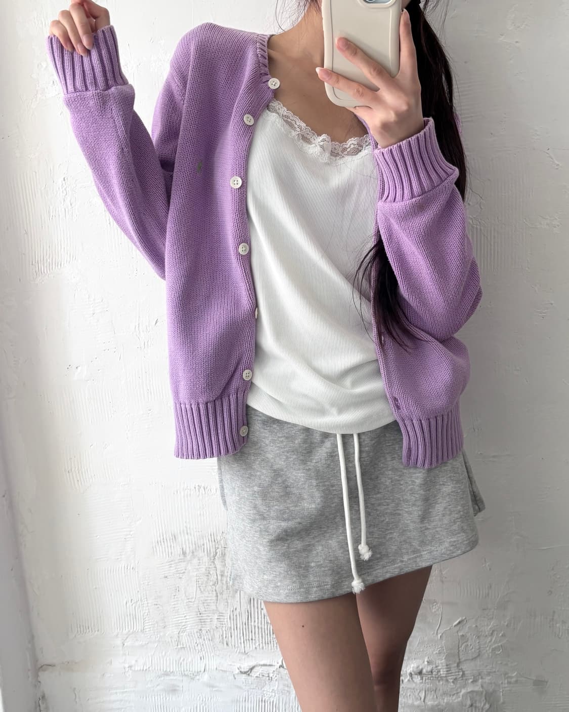 Polo 랄프로렌 스포츠 라벤더퍼플컬러 코튼 유넥 가디건 상품이미지2