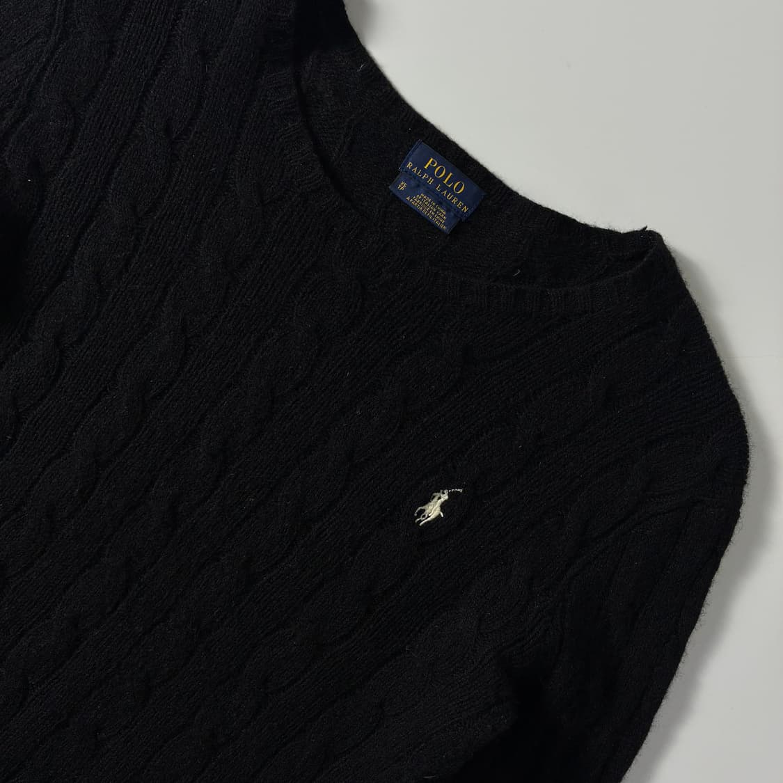 Polo 폴로 랄프로렌 우먼스 캐시미어 블랙 케이블 니트 상품이미지3