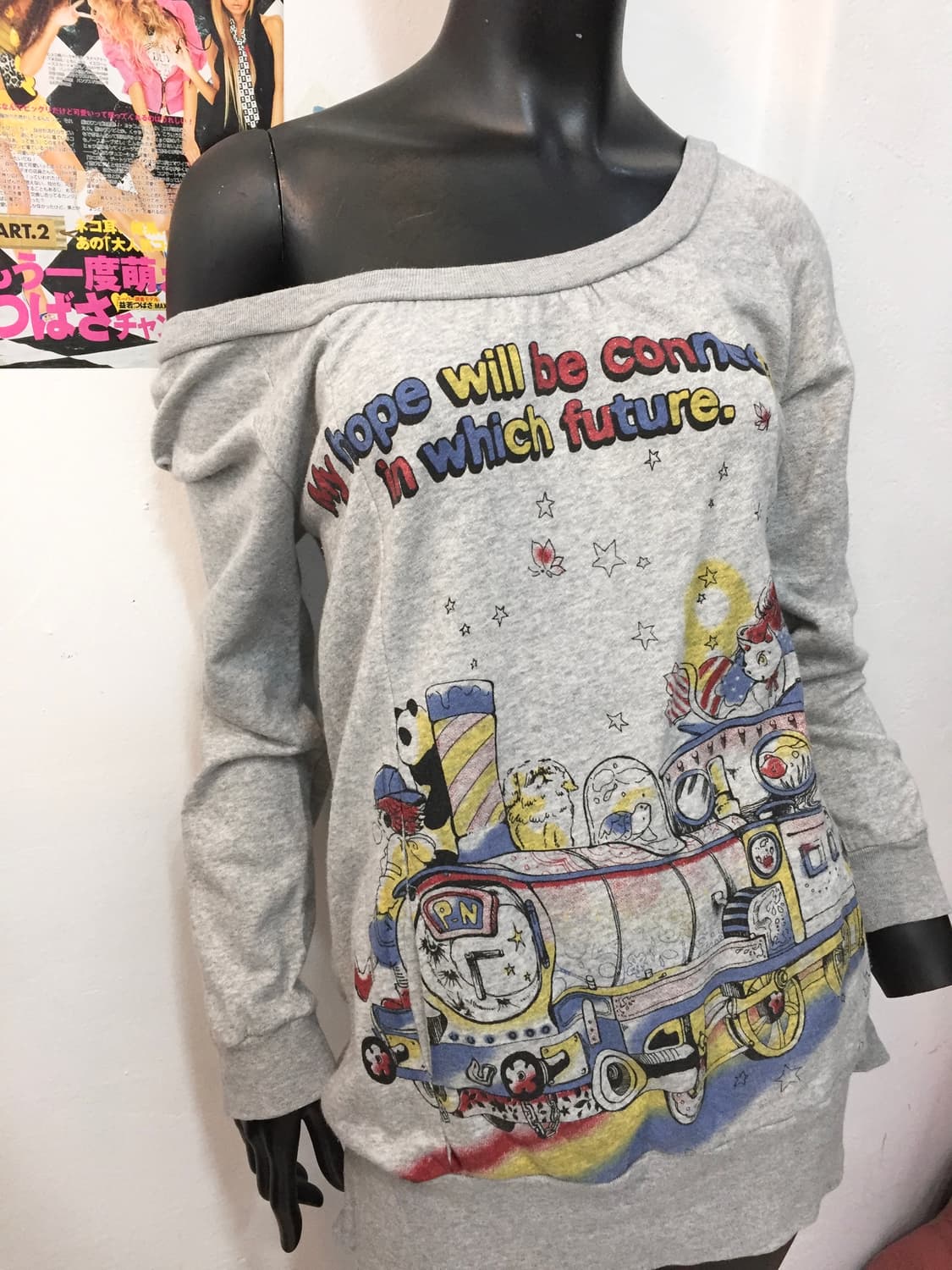 빈티지 카툰 원숄더 티셔츠 상품이미지6