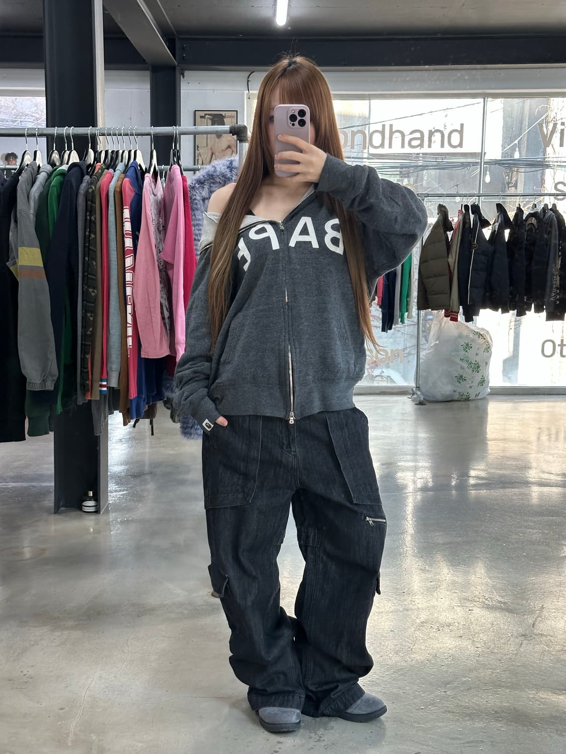 베이프 Thermal 스펠로고 풀 후드집업 상품이미지2