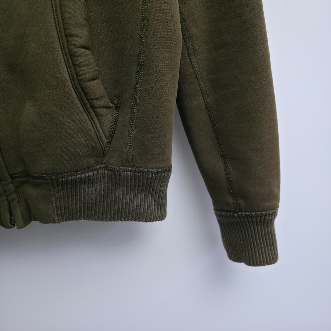 [M] 아베크롬비 y2k 울프죠 카키 양털 대장급 후드집업 희귀져지 상품이미지5