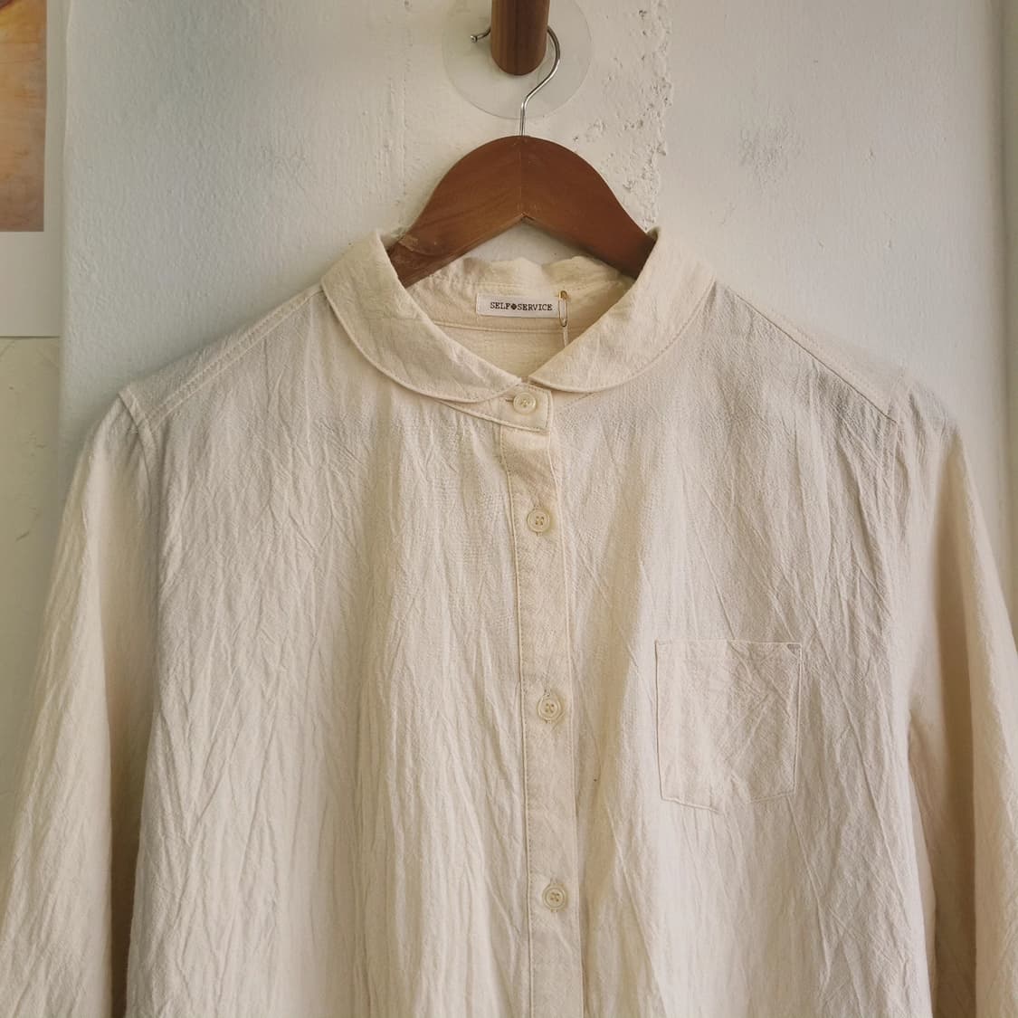 Self service 둥근카라 링클 면셔츠 상품이미지4