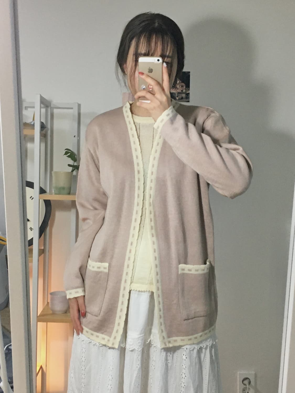 딸기라떼 스티치 오픈 가디건 상품이미지1