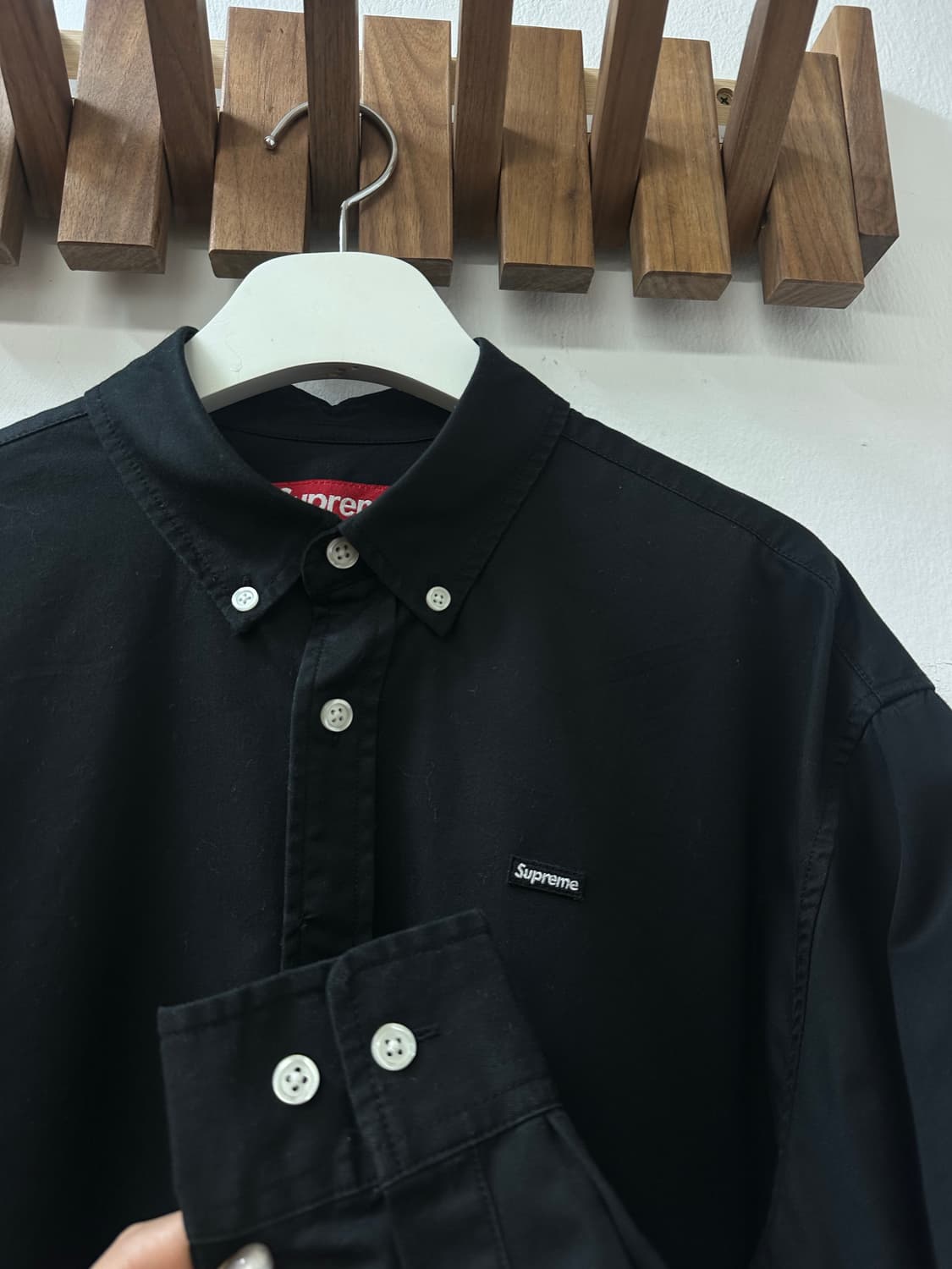Supreme 슈프림 스몰 박스 로고 자수 블랙 옥스포드 버튼다운 셔츠 상품이미지3