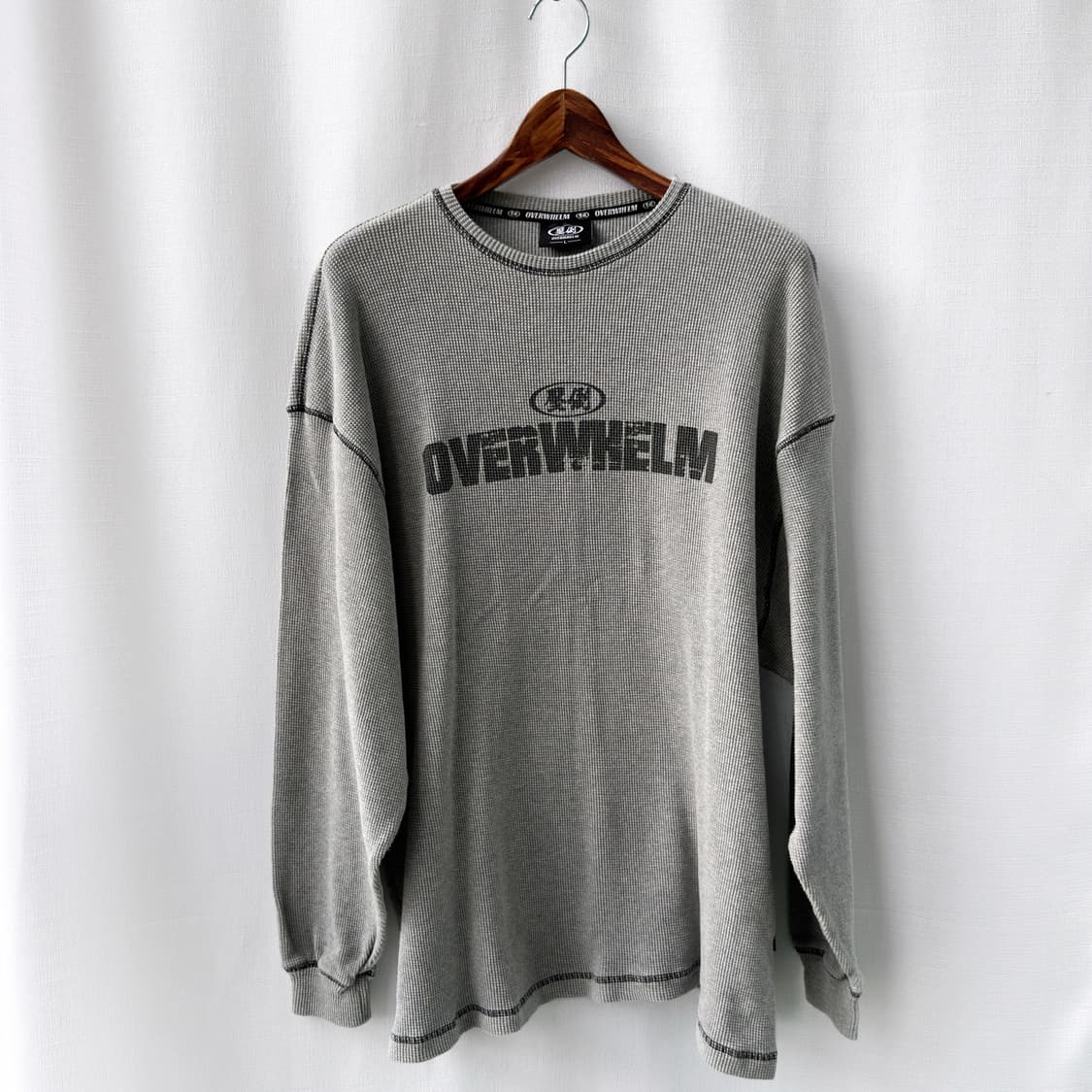 Overwhelm 압도 프린팅 와플 긴팔 티셔츠 그레이 L 상품이미지1