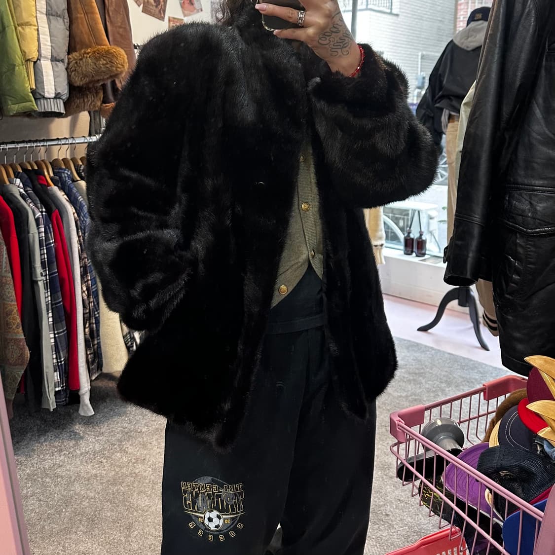 빈티지 블랙 사가밍크 코트 퍼자켓L 상품이미지1