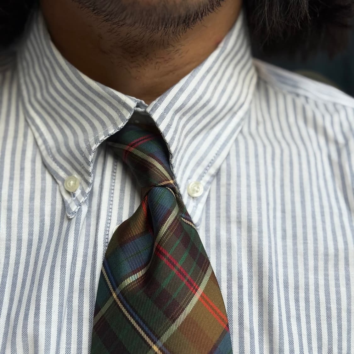 00‘s 폴로 랄프로렌 스트라이프 체크 패턴 실크타이 상품이미지7