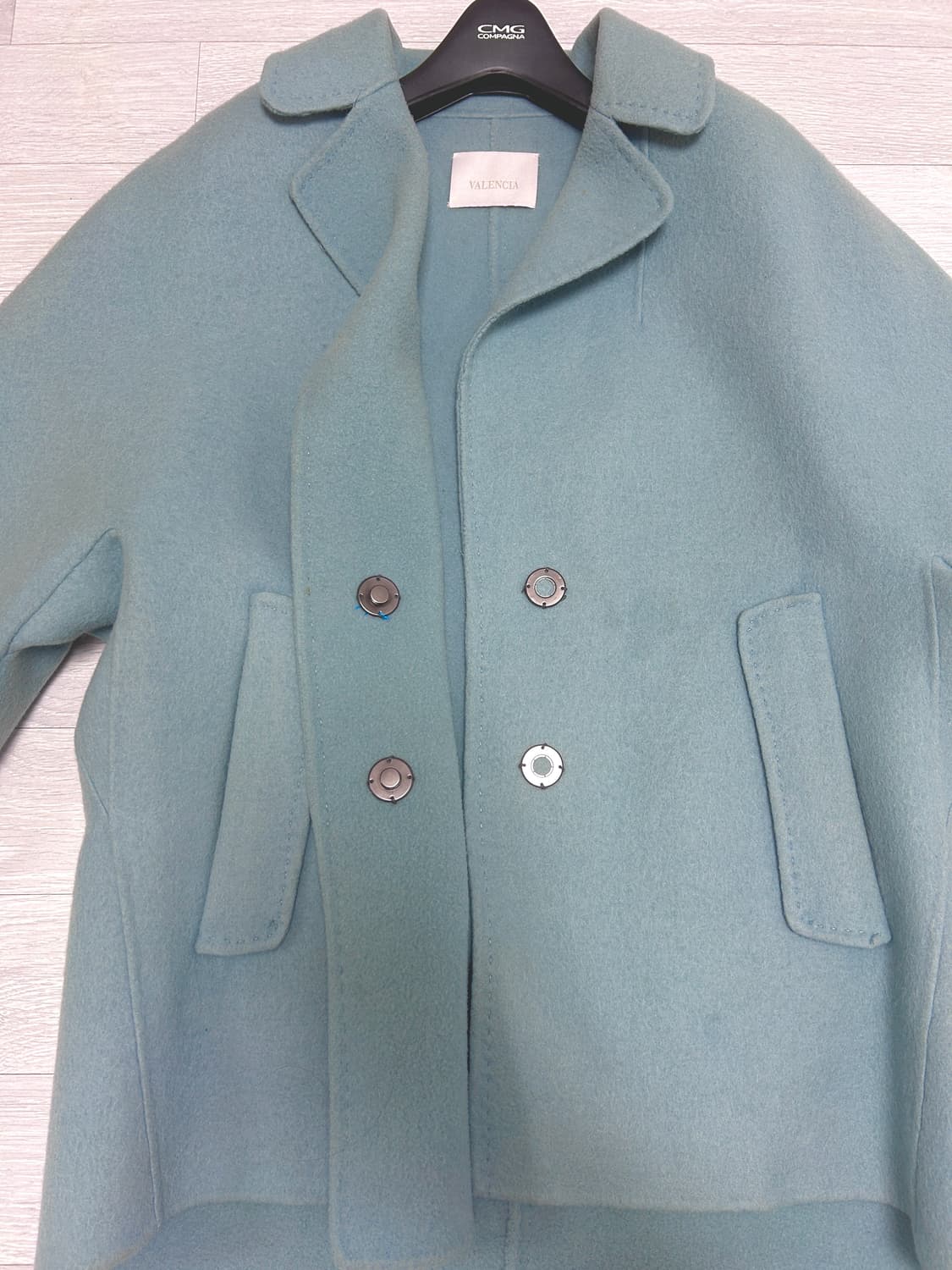 발렌시아 VALENCIA 블루 모직 코트 판매 상품이미지3